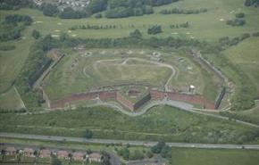 Aerial view of Fort Purbrook looking north