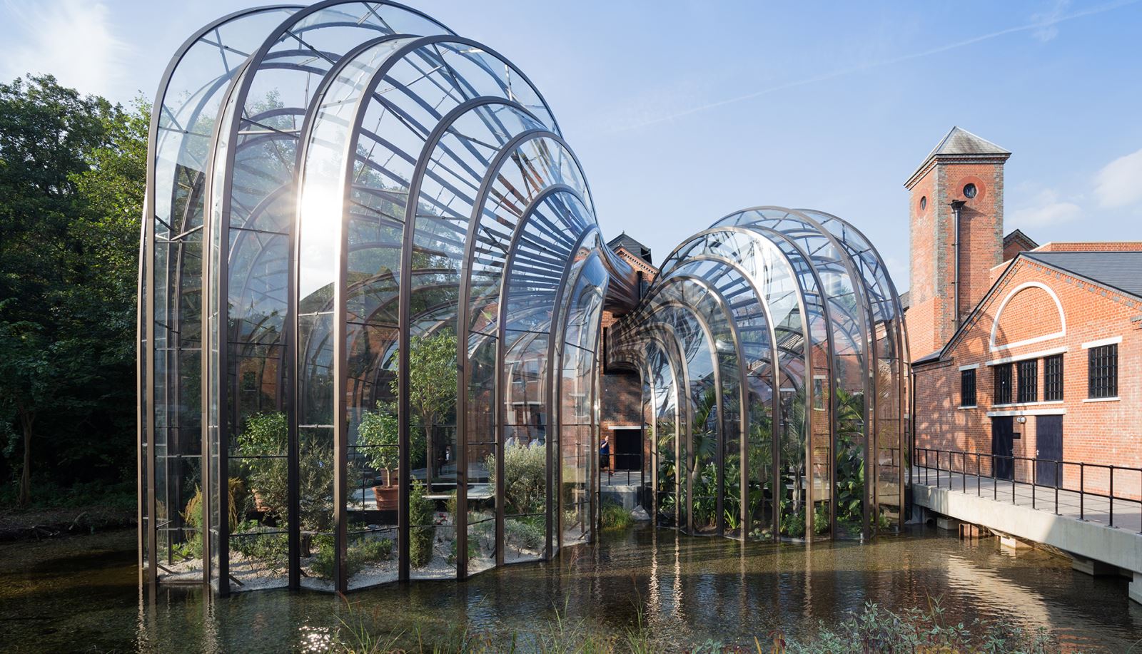 Bombay Sapphire Distillery green houses over the River Test