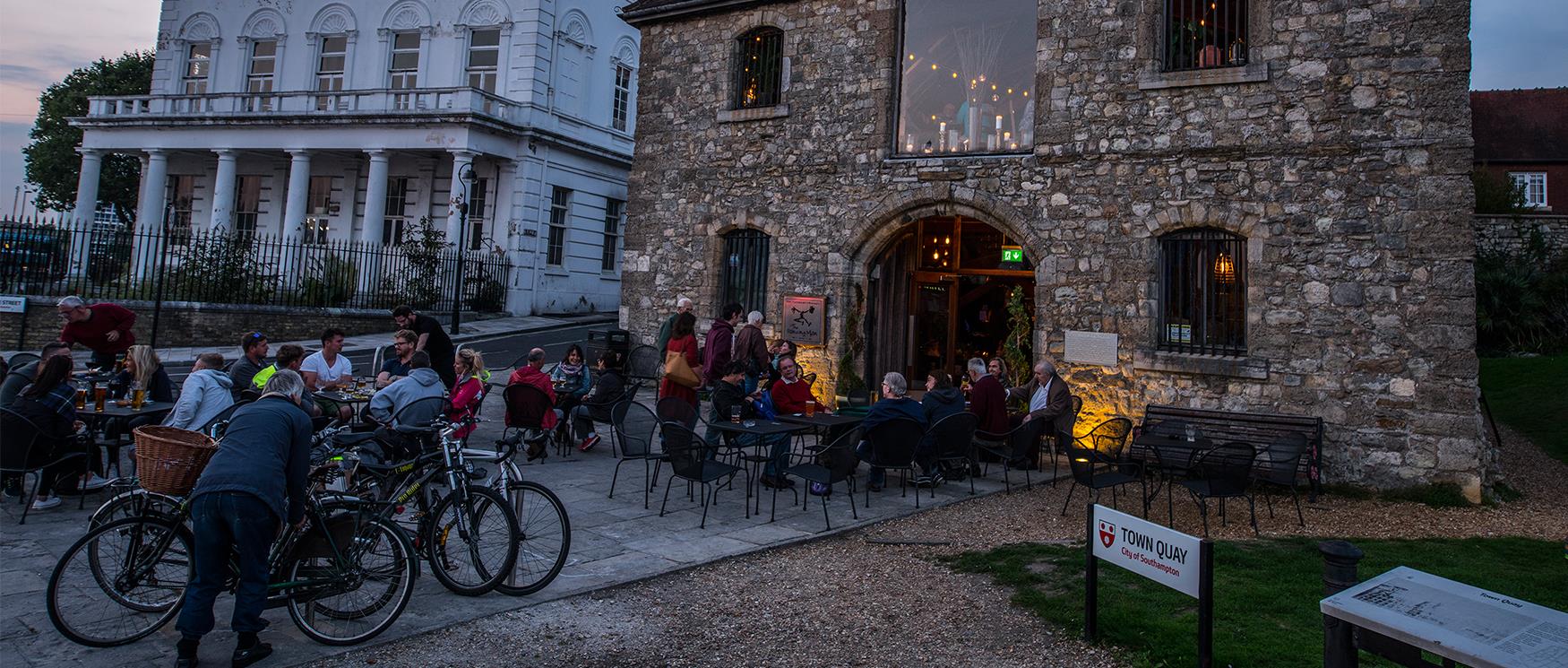 Bikes outside a pub in the city of Southampton